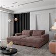 Isabella Sectional Sofa Corduroy Velvet with two Ottomans in Chocolate Color