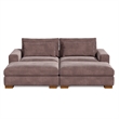 Isabella Sectional Sofa Corduroy Velvet with two Ottomans in Chocolate Color