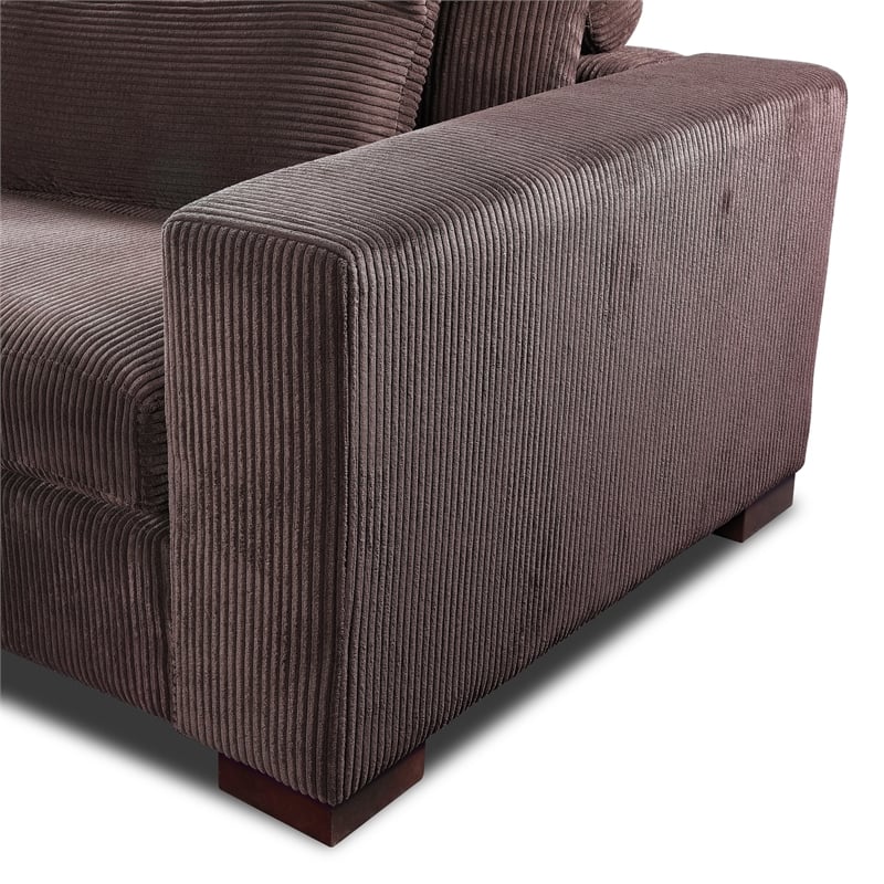 Isabella Sectional Sofa Corduroy Velvet with two Ottomans in Chocolate Color