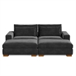 Isabella Sectional Sofa Corduroy Velvet with two Ottomans in Black Color