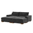 Isabella Sectional Sofa Corduroy Velvet with two Ottomans in Black Color