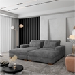 Isabella Sectional Sofa Corduroy Velvet with two Ottomans in Dark Gray Color