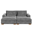 Isabella Sectional Sofa Corduroy Velvet with two Ottomans in Dark Gray Color