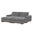 Isabella Sectional Sofa Corduroy Velvet with two Ottomans in Dark Gray Color