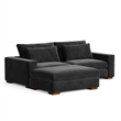 Isabella Sectional Sofa Corduroy Velvet with one Ottoman in Black Color