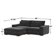 Isabella Sectional Sofa Corduroy Velvet with one Ottoman in Black Color