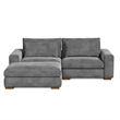 Isabella Sectional Sofa Corduroy Velvet with one Ottoman in Dark Gray Color