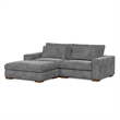 Isabella Sectional Sofa Corduroy Velvet with one Ottoman in Dark Gray Color