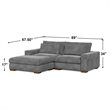 Isabella Sectional Sofa Corduroy Velvet with one Ottoman in Dark Gray Color