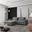 Isabella Sectional Sofa Corduroy Velvet with one Ottoman in Dark Gray Color