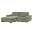 Isabella Sectional Sofa Corduroy Velvet with one Ottoman in Green Color