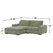 Isabella Sectional Sofa Corduroy Velvet with one Ottoman in Green Color