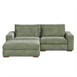 Isabella Sectional Sofa Corduroy Velvet with one Ottoman in Green Color
