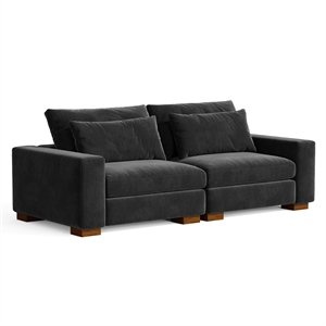 Isabella two seats Sectional Sofa Corduroy Velvet in Black Color