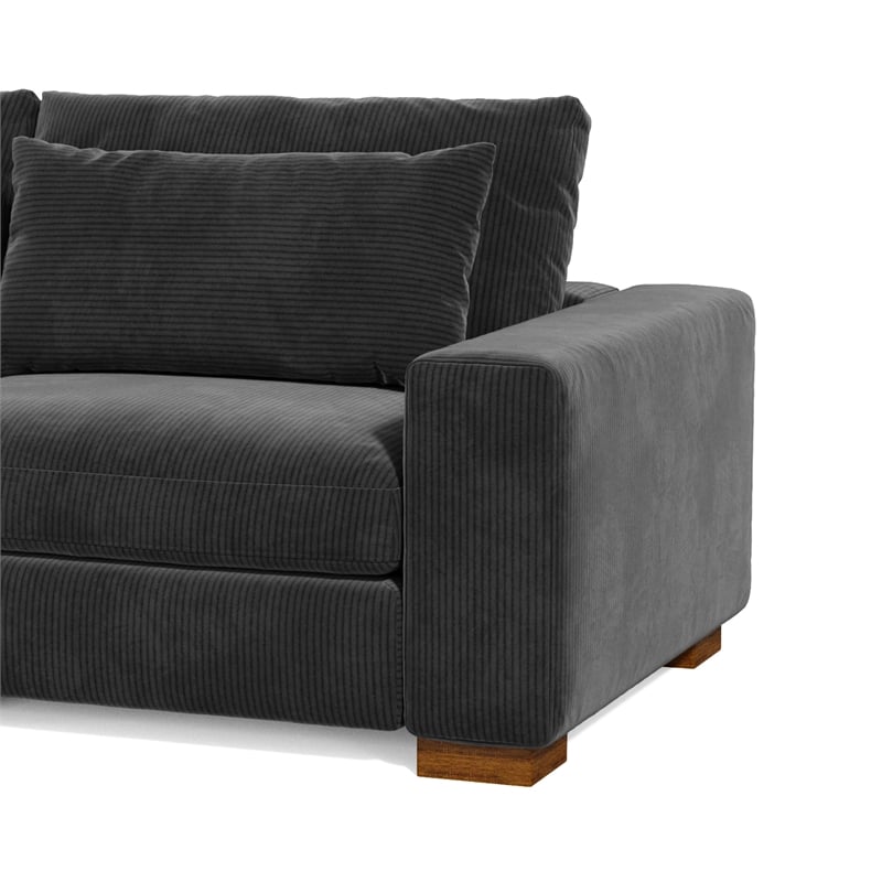 Isabella two seats Sectional Sofa Corduroy Velvet in Black Color