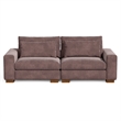 Isabella two seats Sectional Sofa Corduroy Velvet in Chocolate Color