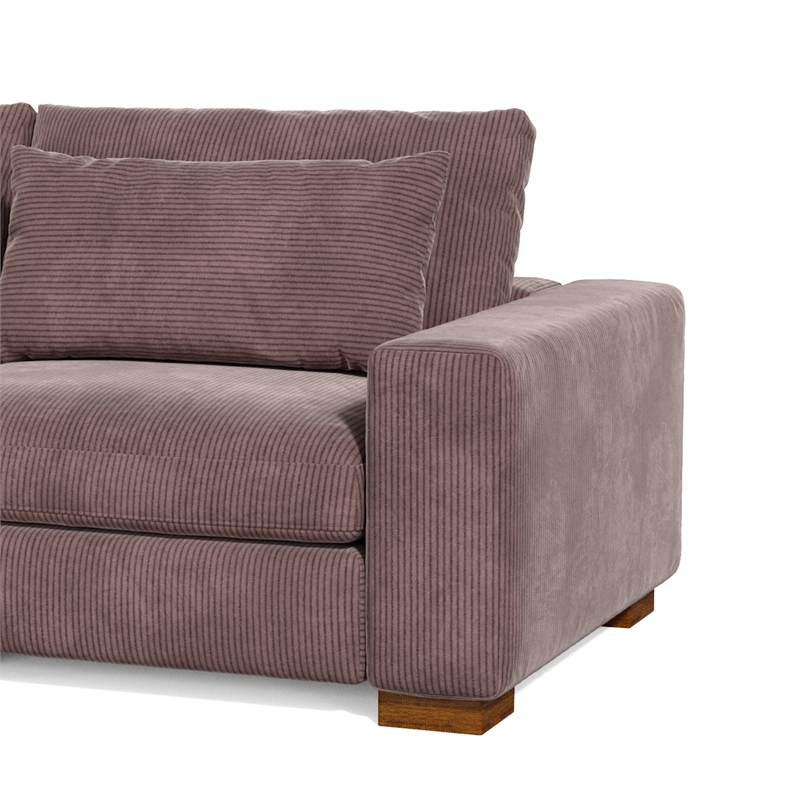 Isabella two seats Sectional Sofa Corduroy Velvet in Chocolate Color