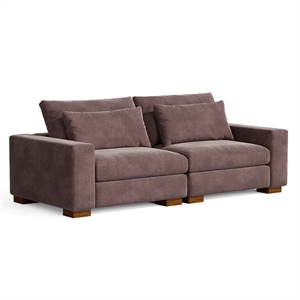 Isabella two seats Sectional Sofa Corduroy Velvet in Chocolate Color