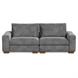 Isabella two seats Sectional Sofa Corduroy Velvet in Dark Gray Color