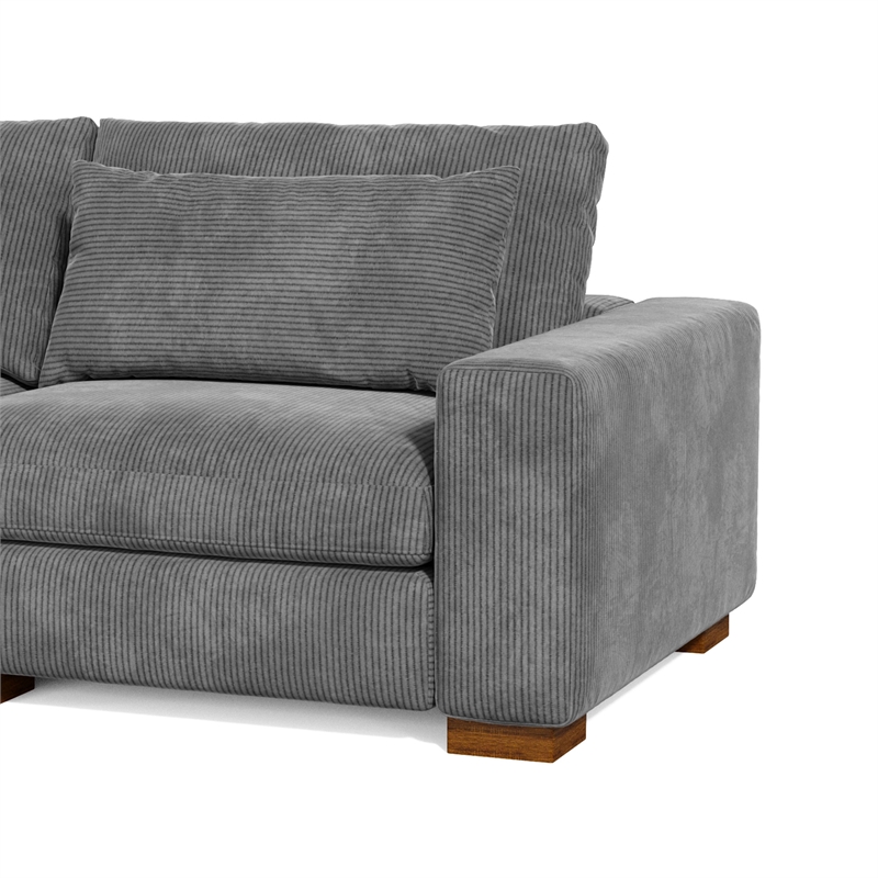 Isabella two seats Sectional Sofa Corduroy Velvet in Dark Gray Color