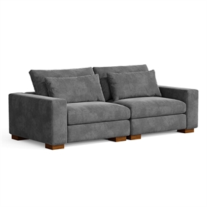 Isabella two seats Sectional Sofa Corduroy Velvet in Dark Gray Color
