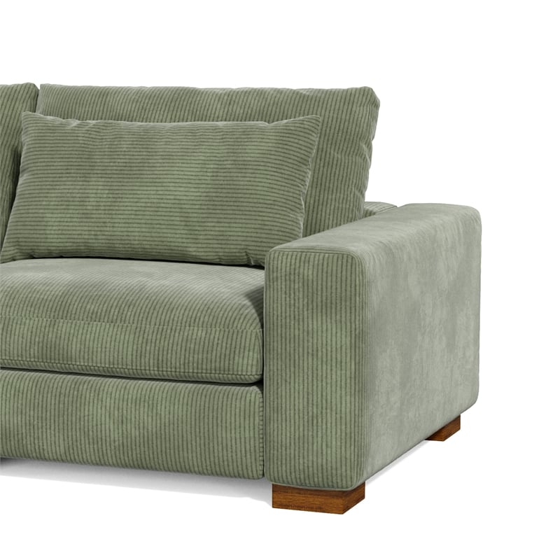 Isabella two seats Sectional Sofa Corduroy Velvet in Green Color