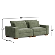 Isabella two seats Sectional Sofa Corduroy Velvet in Green Color