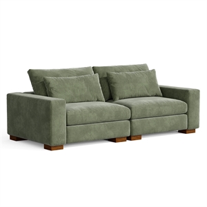 Isabella two seats Sectional Sofa Corduroy Velvet in Green Color