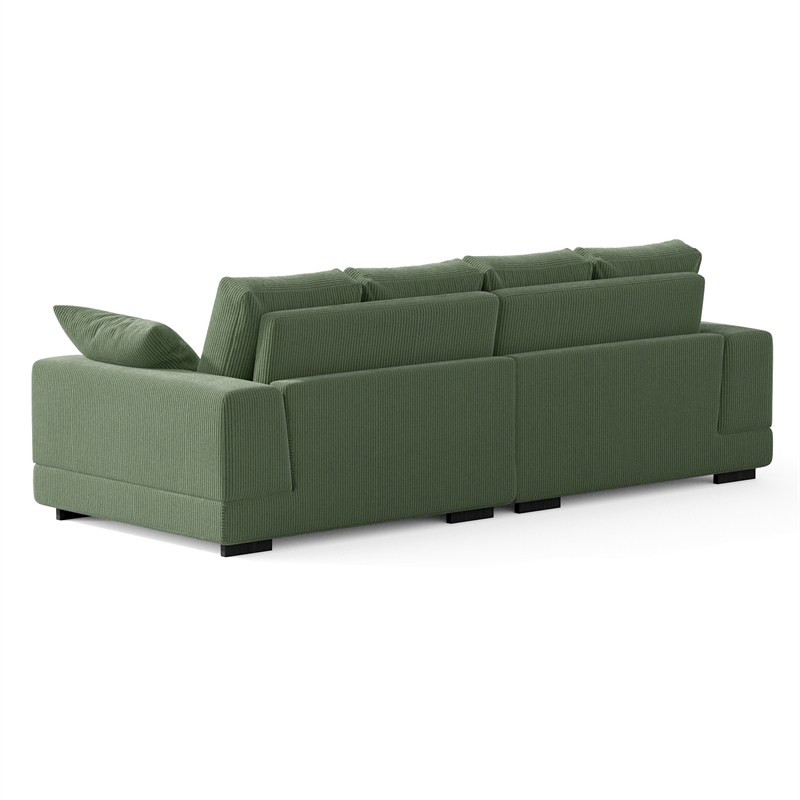 Daisy Convertible Sectional Velvet Sofa Couch L-Shaped in Green Color