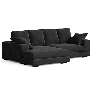 Daisy Convertible Sectional Velvet Sofa Couch L-Shaped in Black Color
