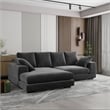 Daisy Convertible Sectional Velvet Sofa Couch L-Shaped in Black Color