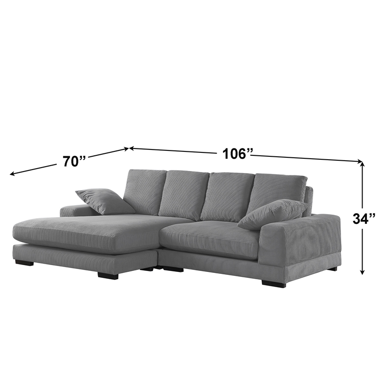 Daisy Convertible Sectional Velvet Sofa Couch L-Shaped in Gray Color