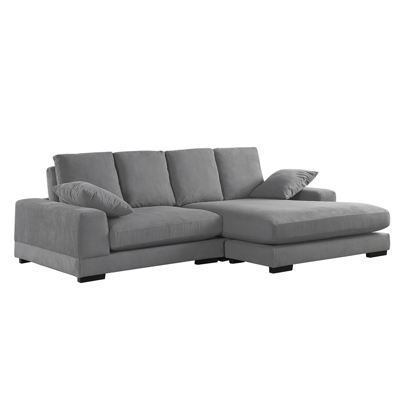 Daisy Convertible Sectional Velvet Sofa Couch L-Shaped in Gray Color