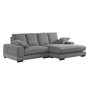 Daisy Convertible Sectional Velvet Sofa Couch L-Shaped in Gray Color