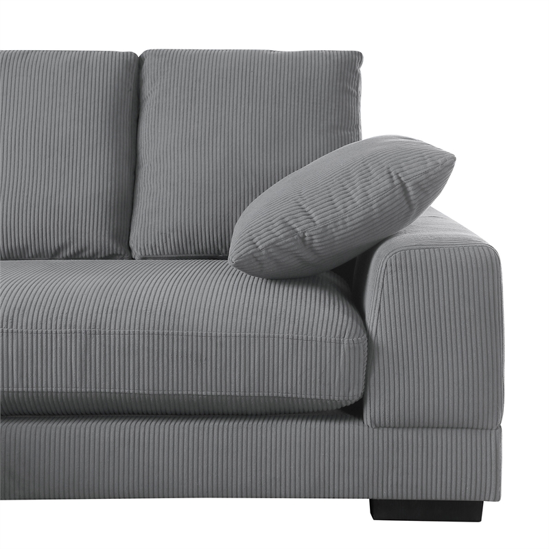 Daisy Convertible Sectional Velvet Sofa Couch L-Shaped in Gray Color