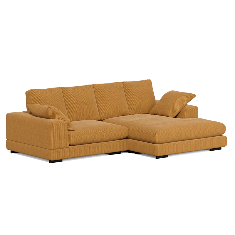 Daisy Convertible Sectional Velvet Sofa Couch L-Shaped in Orange Color