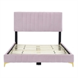 Dean Upholstered Velvet Full Size Bed in Pink with Gold Metal Legs