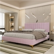 Dean Upholstered Velvet Full Size Bed in Pink with Gold Metal Legs