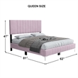 Dean Upholstered Velvet Queen Size Bed in Pink with Silver Metal Legs