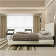 Dean Upholstered Velvet Full Size Bed in Cream with Silver Metal Legs