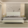 Dean Upholstered Velvet Full Size Bed in Cream with Silver Metal Legs