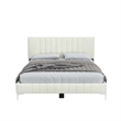Dean Upholstered Velvet Full Size Bed in Cream with Silver Metal Legs