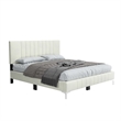 Dean Upholstered Velvet Full Size Bed in Cream with Silver Metal Legs