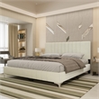 Dean Upholstered Velvet Full Size Bed in Cream with Silver Metal Legs