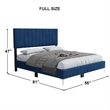 Dean Upholstered Velvet Full Size Bed in Blue with Silver Metal Legs