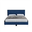 Dean Upholstered Velvet Full Size Bed in Blue with Silver Metal Legs