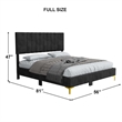 Dean Upholstered Velvet Full Size Bed in Black with Gold Metal Legs