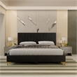 Dean Upholstered Velvet Full Size Bed in Black with Gold Metal Legs
