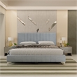 Dean Upholstered Velvet Full Size Bed in Gray with Silver Metal Legs
