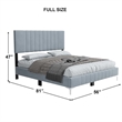 Dean Upholstered Velvet Full Size Bed in Gray with Silver Metal Legs